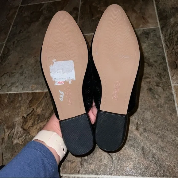 NEW Steven by Steve Madden Heidie Black Textured Slip On Pointed Toe Mule Flats - Picture 7 of 10